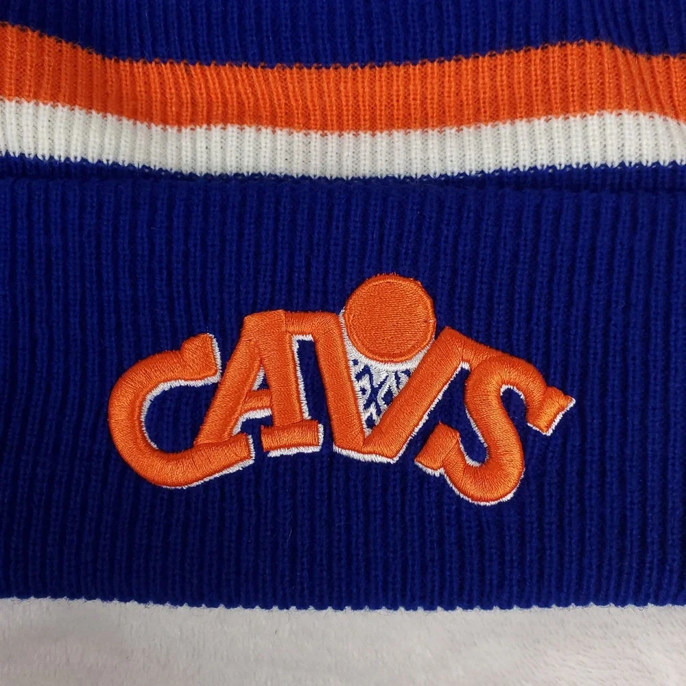 Cleveland Cavs Mitchell & Ness NBA Cuff Knit Beanie Hat Cap 3D Logo Blue New‎